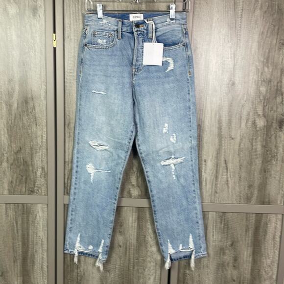 New! Revolve Pistola Charlie High Rise Straight Distressed Jeans Women's 25 - Picture 1 of 11